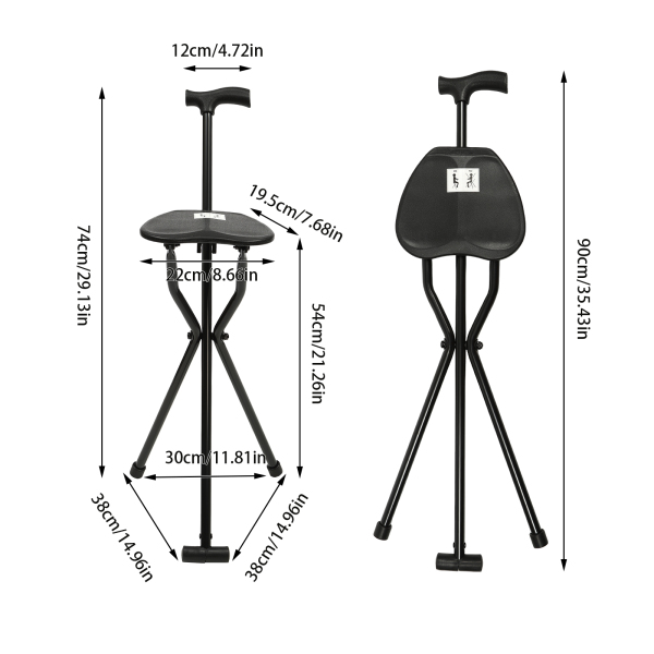 Walking Stick, Walking Cane, Cane Chair, Folding Cane with Seat is 35.4 Inches Tall, and Supports up to 220 Pounds