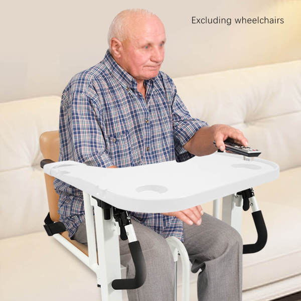 White Hook-Type Wheelchair Table Board, Wheelchair Lap Tray - Adjustable, 176lbs Load Capacity
