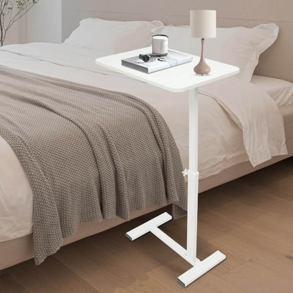Bedside Table, Adjustable Hospital & Home Use Bed Table,  Rolling Laptop Table