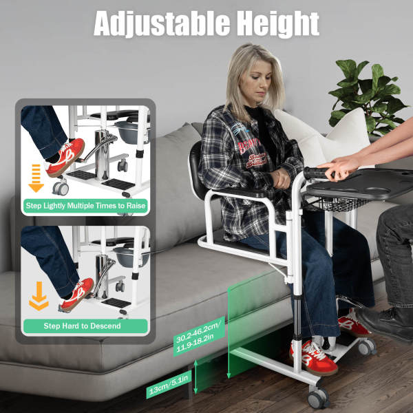 Black Multifunctional Hydraulic Lift Transfer Cart for Home Use, Patient Lift, Wheelchair Alternative - 150kg Load Capacity