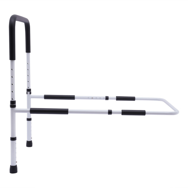 Bed support rail, Adjustable safety handrail to prevent falls, Adjustable width: 84-94cm, White