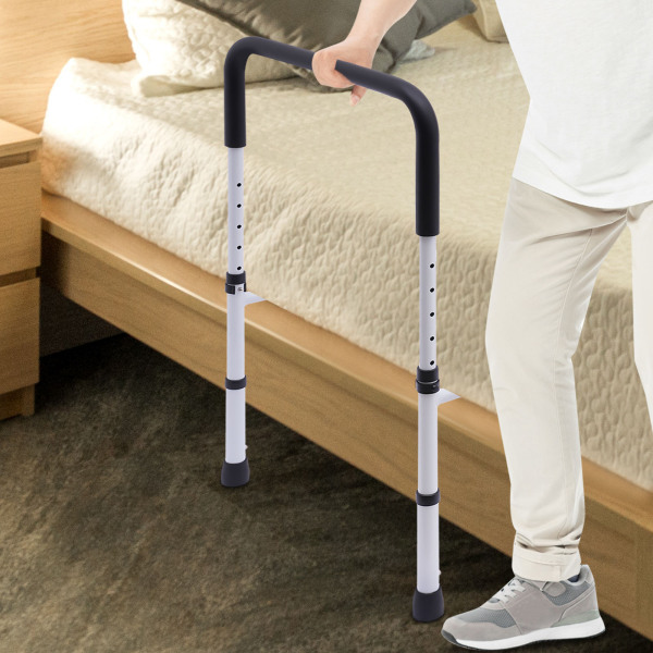 Bed support rail, Adjustable safety handrail to prevent falls, Adjustable width: 84-94cm, White