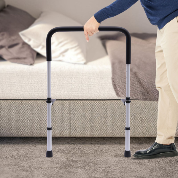 Bed support rail, Adjustable safety handrail to prevent falls, Adjustable width: 84-94cm, White
