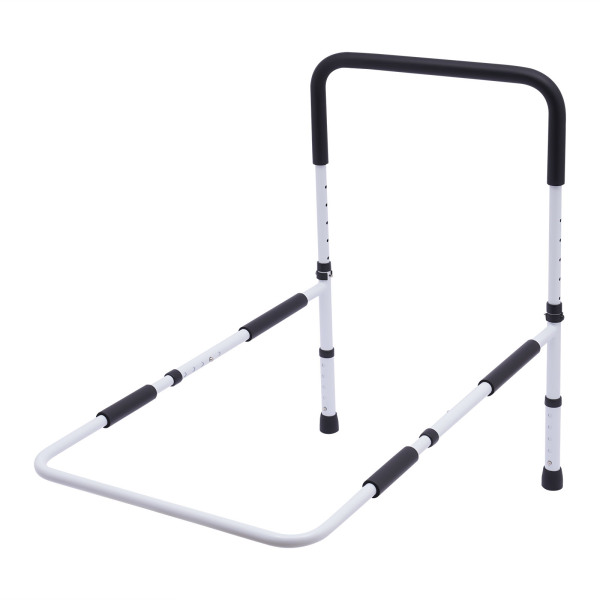 Bed support rail, Adjustable safety handrail to prevent falls, Adjustable width: 84-94cm, White