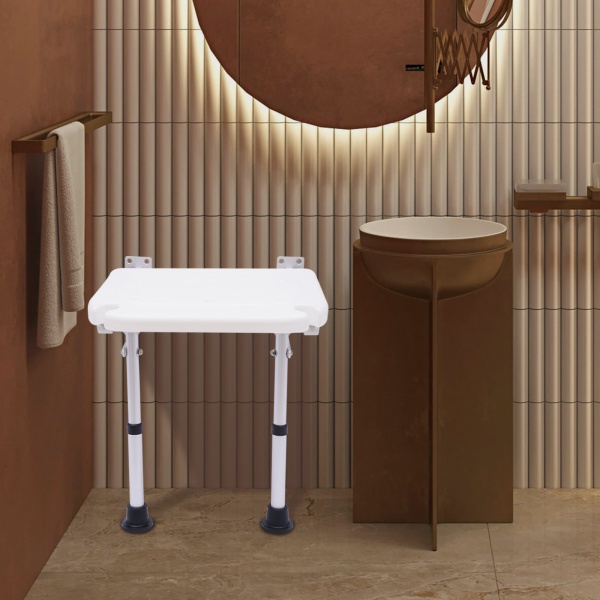 Folding Shower Seat, Wall-mounted Shower Chair, Folding Shower Seat With Support Legs, For Elderly, Pregnant Women