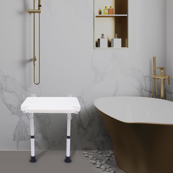 Folding Shower Seat, Wall-mounted Shower Chair, Folding Shower Seat With Support Legs, For Elderly, Pregnant Women