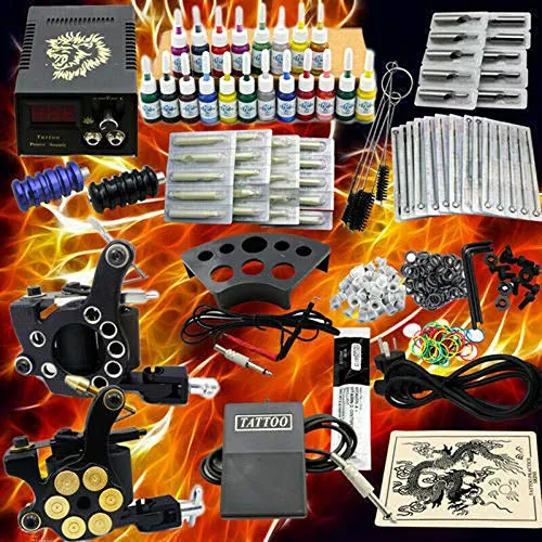 Tattoo Gun Kit for Beginners Professional Complete Tatoo Kit 2 Machine Gun 50 Needles 20 Inks Power Supply Tattoo Machine Kit (Type B) Tattoo Gun Kit for Beginners Professional Complete Tatoo Kit 2 Machine Gun 50 Needles 20 Inks Power Supply Tattoo Machine Kit (Type B)
