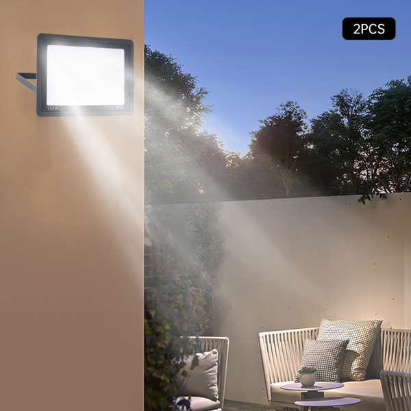 2 Pack 150W LED Flood Light Outdoor12000LM Super Bright Outdoor Security Lights IP66 Waterproof 6200K Daylight White Floodlight for Yard