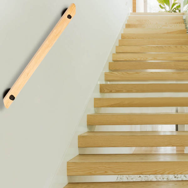3.3ft Wooden Handrails for Stairs 100cm Staircase Railings Wall Mounted Non-Slip Grab Bar Handrail for Home Indoor Lofts Steps Decking Stairs Solid Wood