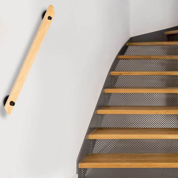 3.3ft Wooden Handrails for Stairs 100cm Staircase Railings Wall Mounted Non-Slip Grab Bar Handrail for Home Indoor Lofts Steps Decking Stairs Solid Wood