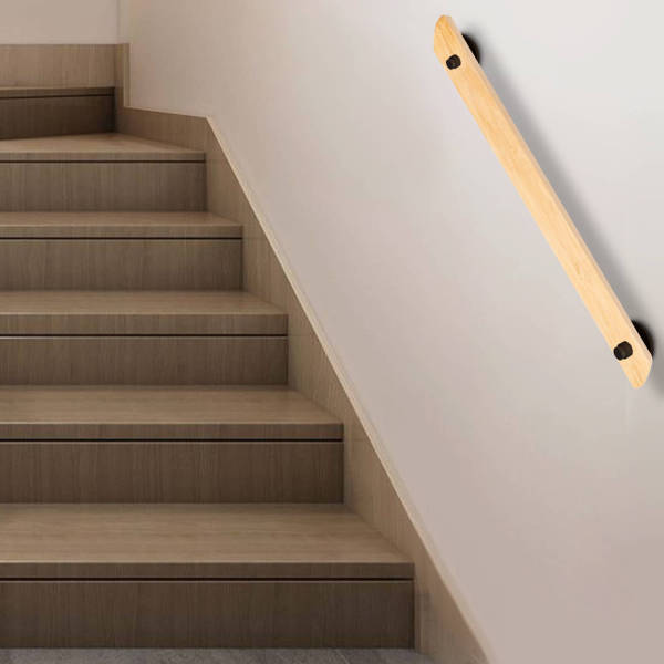 3.3ft Wooden Handrails for Stairs 100cm Staircase Railings Wall Mounted Non-Slip Grab Bar Handrail for Home Indoor Lofts Steps Decking Stairs Solid Wood