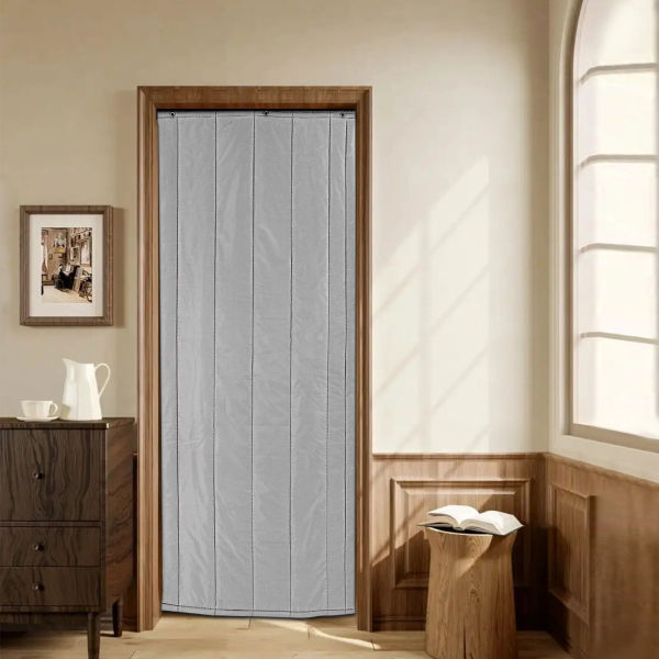 31.5*83In Thermal Insulated Door Curtain Heavy Duty Cold Protection Door Screen (Gray)