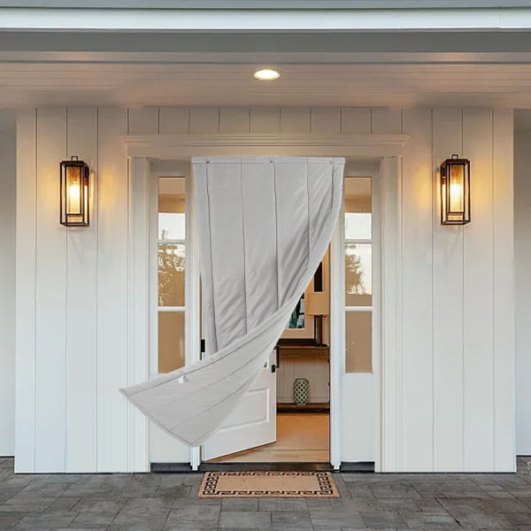 Thermal Insulated Magnetic Door Curtains Cold Protection Winter Grey