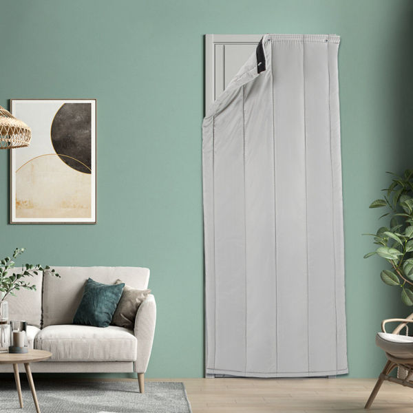 Thermal Insulated Magnetic Door Curtains Cold Protection Winter Grey