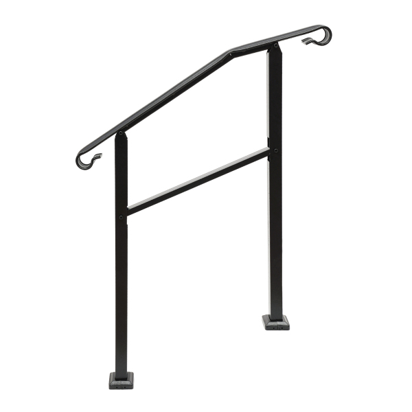 Handrails for Outdoor Steps Fits 1 to 3 Steps,Metal Stair Railing Handrail 3 Feet Grab Bars Black