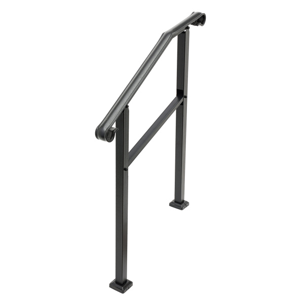 Handrails for Outdoor Steps Fits 1 to 3 Steps,Metal Stair Railing Handrail 3 Feet Grab Bars Black