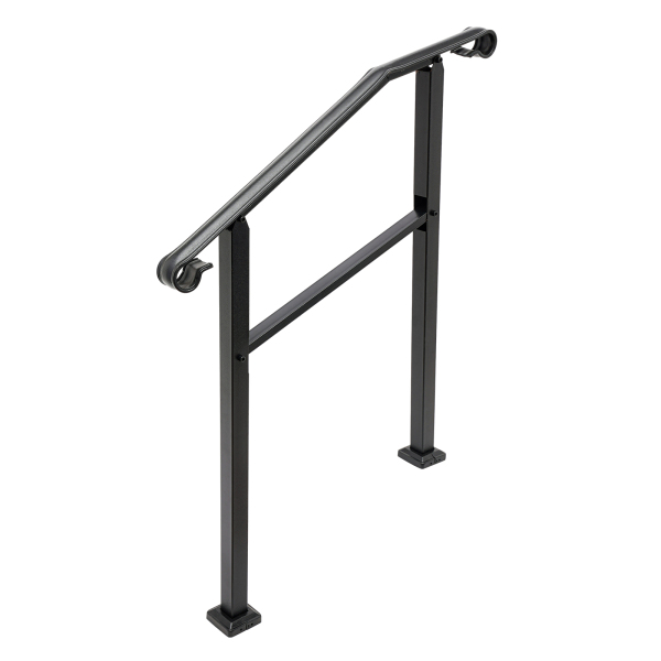 Handrails for Outdoor Steps Fits 1 to 3 Steps,Metal Stair Railing Handrail 3 Feet Grab Bars Black