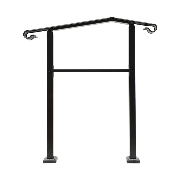 Handrails for Outdoor Steps Fits 1 to 3 Steps,Metal Stair Railing Handrail 3 Feet Grab Bars Black