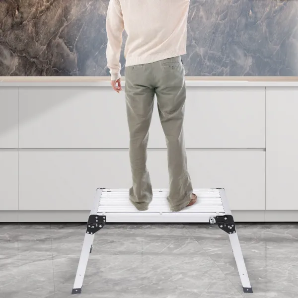 Aluminium Alloy Platform Drywall Step Up Folding Work Bench Stool Ladder 330lbs Heavy Duty