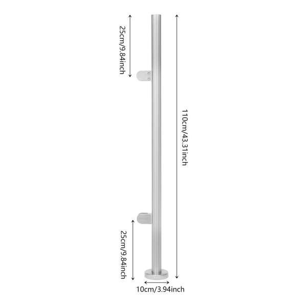 110cm Railing Post, 316 Stainless Steel Railing Fence Pole, Corner Post Stainless Steel Pole, Guardrail, for Balcony, Swimming Pool, Attic