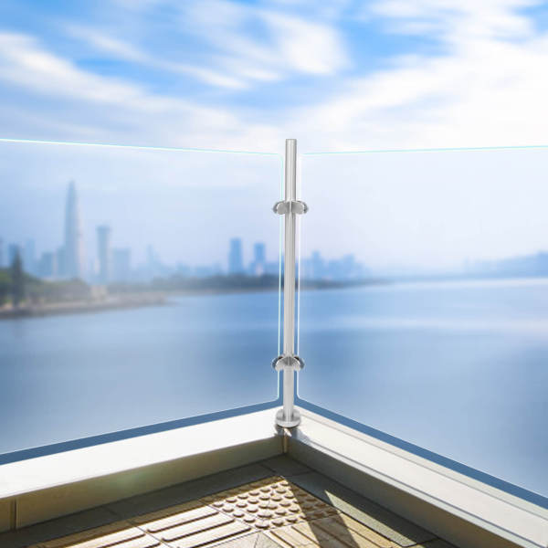 110cm Railing Post, 316 Stainless Steel Railing Fence Pole, Corner Post Stainless Steel Pole, Guardrail, for Balcony, Swimming Pool, Attic