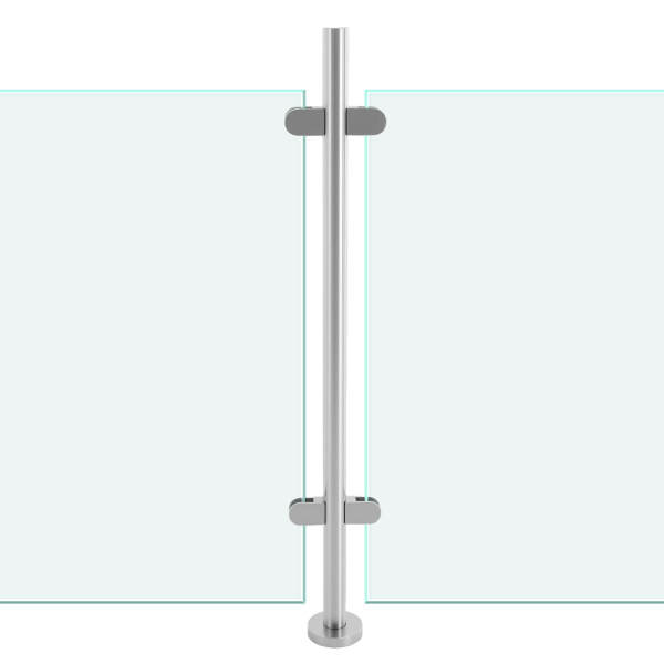 Railing Post 110cm, 304 Stainless Steel Railing Fence Pole, Mid Post Stainless Steel Pole, Guardrail with Silicone Pads