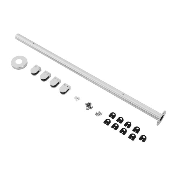 Railing Post 110cm, 304 Stainless Steel Railing Fence Pole, Mid Post Stainless Steel Pole, Guardrail with Silicone Pads