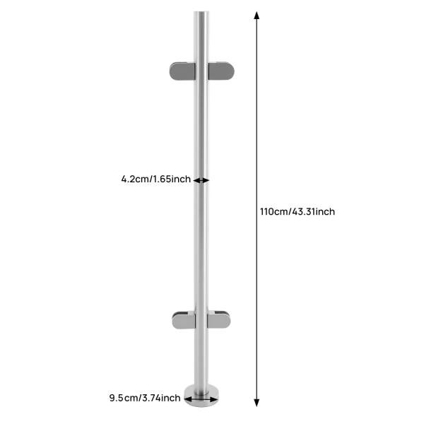 Railing Post 110cm, 304 Stainless Steel Railing Fence Pole, Mid Post Stainless Steel Pole, Guardrail with Silicone Pads
