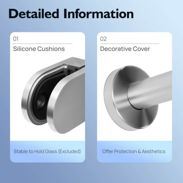 Railing Post 110cm, 304 Stainless Steel Railing Fence Pole, Mid Post Stainless Steel Pole, Guardrail with Silicone Pads