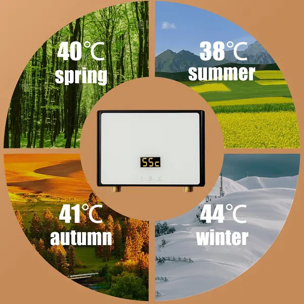5500W Mini Undersink Electric Water Heater Instant Tankless with LCD Display Black Body White Screen