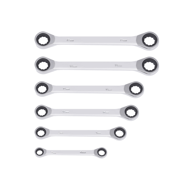 CNCEST 6-Piece Flex-Head Extra Long Ratcheting Wrenches Double Box End  45#Steel 72-Tooth Wrench Set with Metric 8mm - 19mm