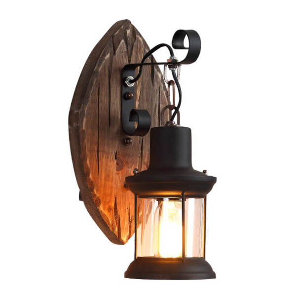 220V Industrial Wood Wall Light, Indoor Retro Wall Lamp - 2-in-1 Design, E27 Socket, Stepless Dimming