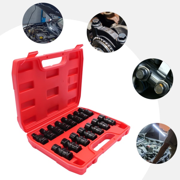 8-22mm Universal Joint Socket Set, 15-Piece 3/8" Socket Set, Swivel Socket Set