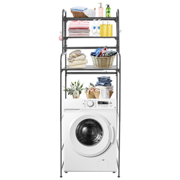 Adjustable Laundry Room Shelf, Expandable Over Toilet Washing Machine and Dryer Storage Rack, Laundry Room Storage and Organizer Standing Shelf