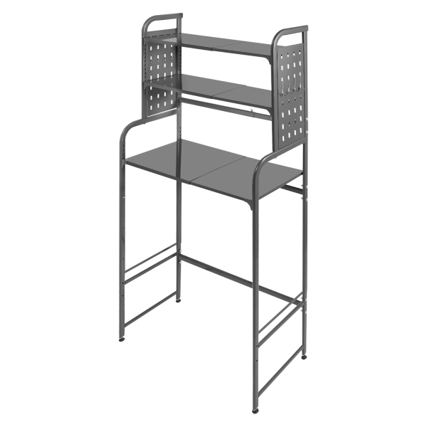 Adjustable Laundry Room Shelf, Expandable Over Toilet Washing Machine and Dryer Storage Rack, Laundry Room Storage and Organizer Standing Shelf
