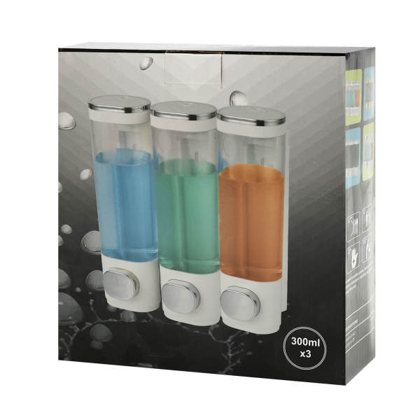 ABS Built in Sink Soap Dispenser, Shampoo and Conditioner Dispenser, Three-Head Soap Dispenser