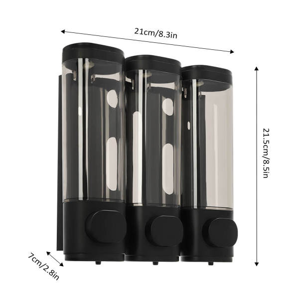 ABS Built in Sink Soap Dispenser, Shampoo and Conditioner Dispenser, Three-Head Soap Dispenser