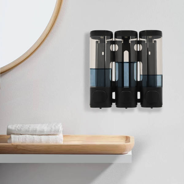 ABS Built in Sink Soap Dispenser, Shampoo and Conditioner Dispenser, Three-Head Soap Dispenser