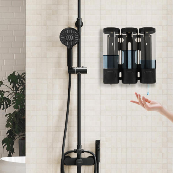 ABS Built in Sink Soap Dispenser, Shampoo and Conditioner Dispenser, Three-Head Soap Dispenser