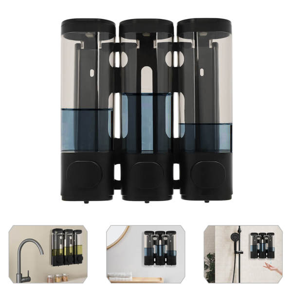 ABS Built in Sink Soap Dispenser, Shampoo and Conditioner Dispenser, Three-Head Soap Dispenser