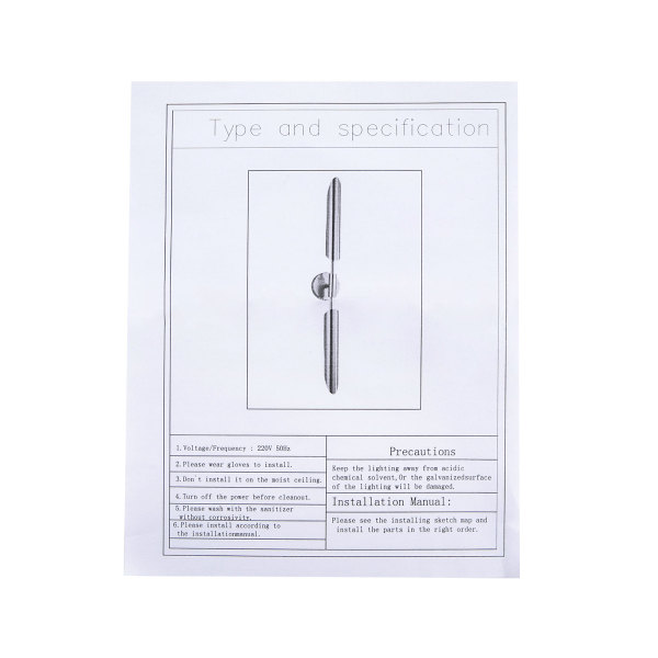 75CM/60W LED Wall Lamp Long Wall Light Waterproof Indoor and Outdoor Iron Acrylic Plate Wall Lighting