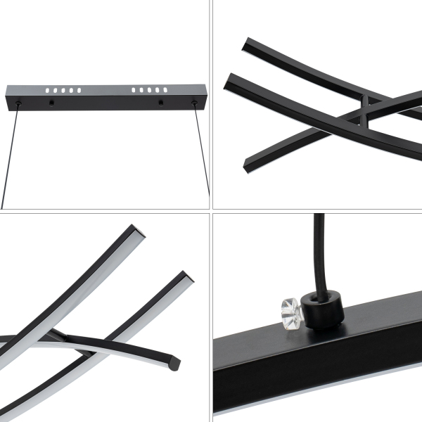 Minimalist Curved Line LED Chandelier, Linear Pendant Light, Dimmable LED Chandelier