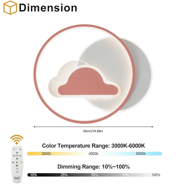 Cloud Shape Ceiling Light, Dimmable LED Ceiling Light with Remote Control