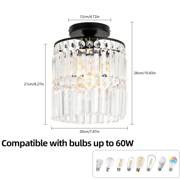 CNCEST Flush Mount Ceiling Light, Flush Mount Crystal Chandelier, Crystal Light Fixture