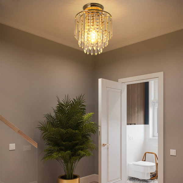 CNCEST Modern chandelier crystal light, crystal ceiling light, 3 levels crystal raindrop chandelier