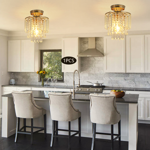 CNCEST Modern chandelier crystal light, crystal ceiling light, 3 levels crystal raindrop chandelier