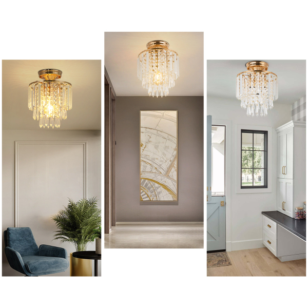 CNCEST Modern chandelier crystal light, crystal ceiling light, 3 levels crystal raindrop chandelier
