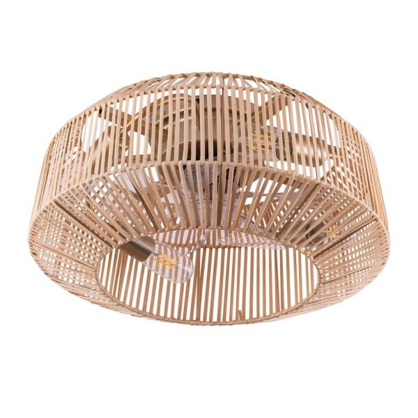 18.5" Ceiling Fan with Remote Control, Rattan Caged Flush Mount Ceiling Fans, Bamboo Low Profile Ceiling Fan