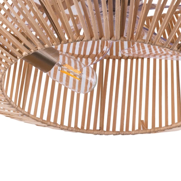 18.5" Ceiling Fan with Remote Control, Rattan Caged Flush Mount Ceiling Fans, Bamboo Low Profile Ceiling Fan