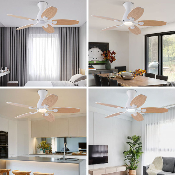 42 inches Ceiling Fan Chandelier, Ceiling Fan with Remote, Ceiling Fans with Lights and Remote Control（Light Wood）